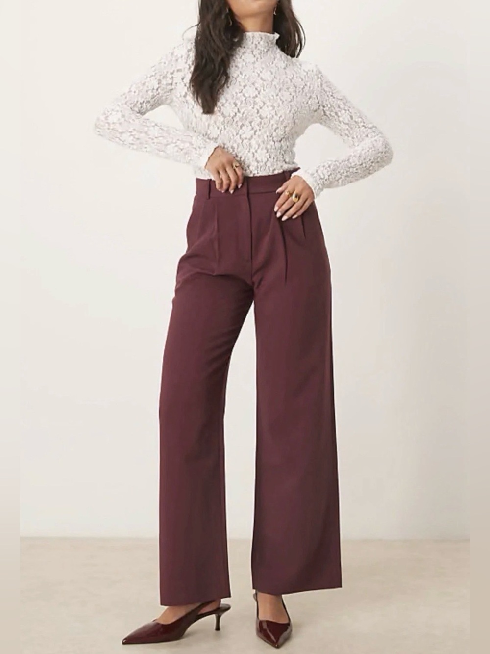 Abercrombie & Fitch Plum Wide-Leg Trousers